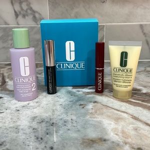CLINIQUE Gift Set Clarifying Moisturizing Lotion Mascara Black Honey Lip NEW 4pc